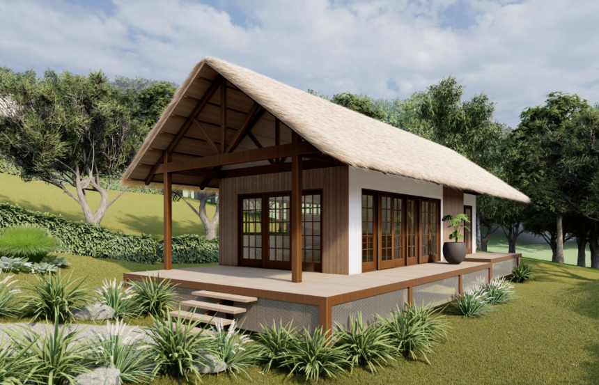 Proyección arquitectónica en dibujo técnico de la Casa Shapaja de Chirapa Ecolodge